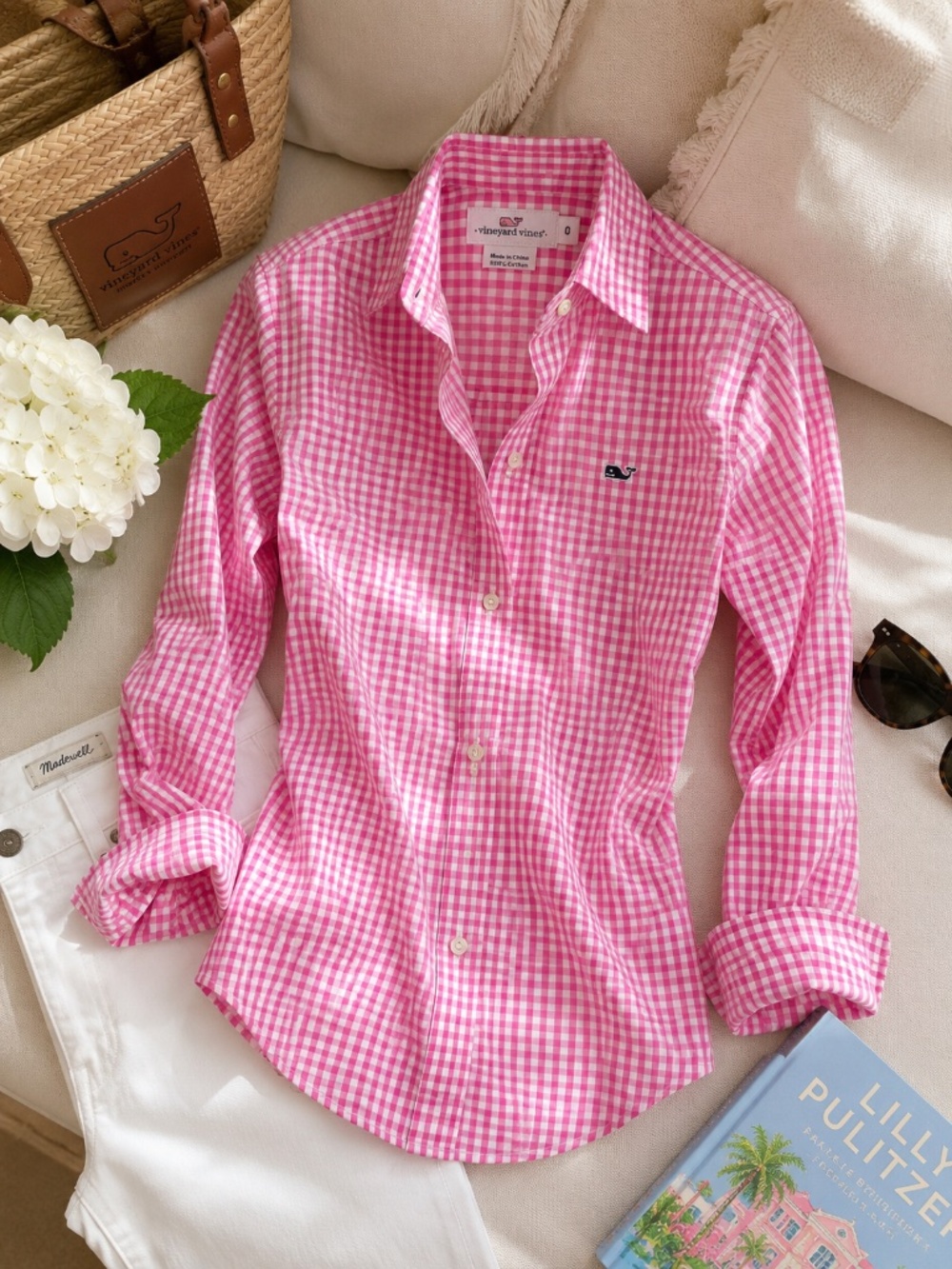 Vineyard Vines Pink Gingham Button Down Shirt | Size 0 | Classic Preppy Cotton B